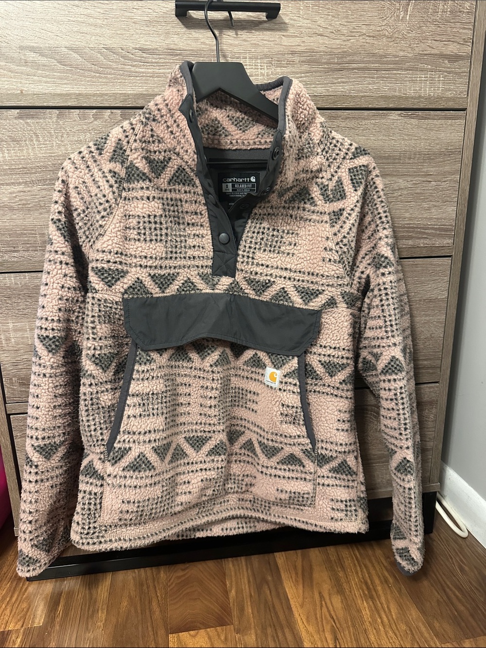 Carhartt Pink and Charcoal Sherpa Pullover